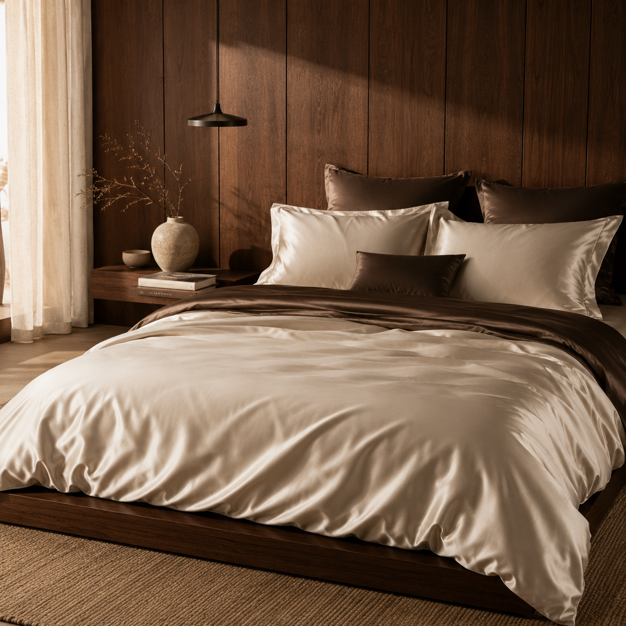 Luxe Mocha Silk Bedding Set