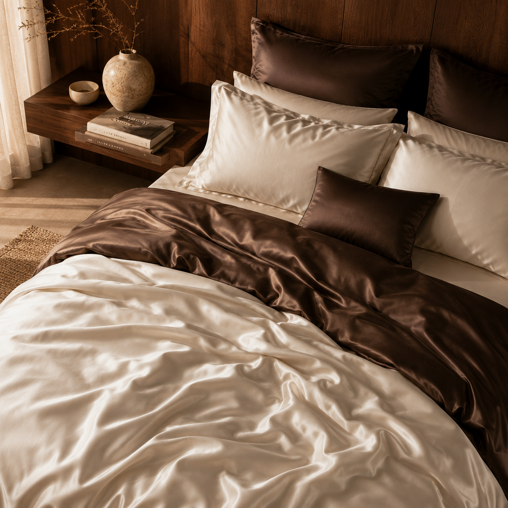 Luxe Mocha Silk Bedding Set